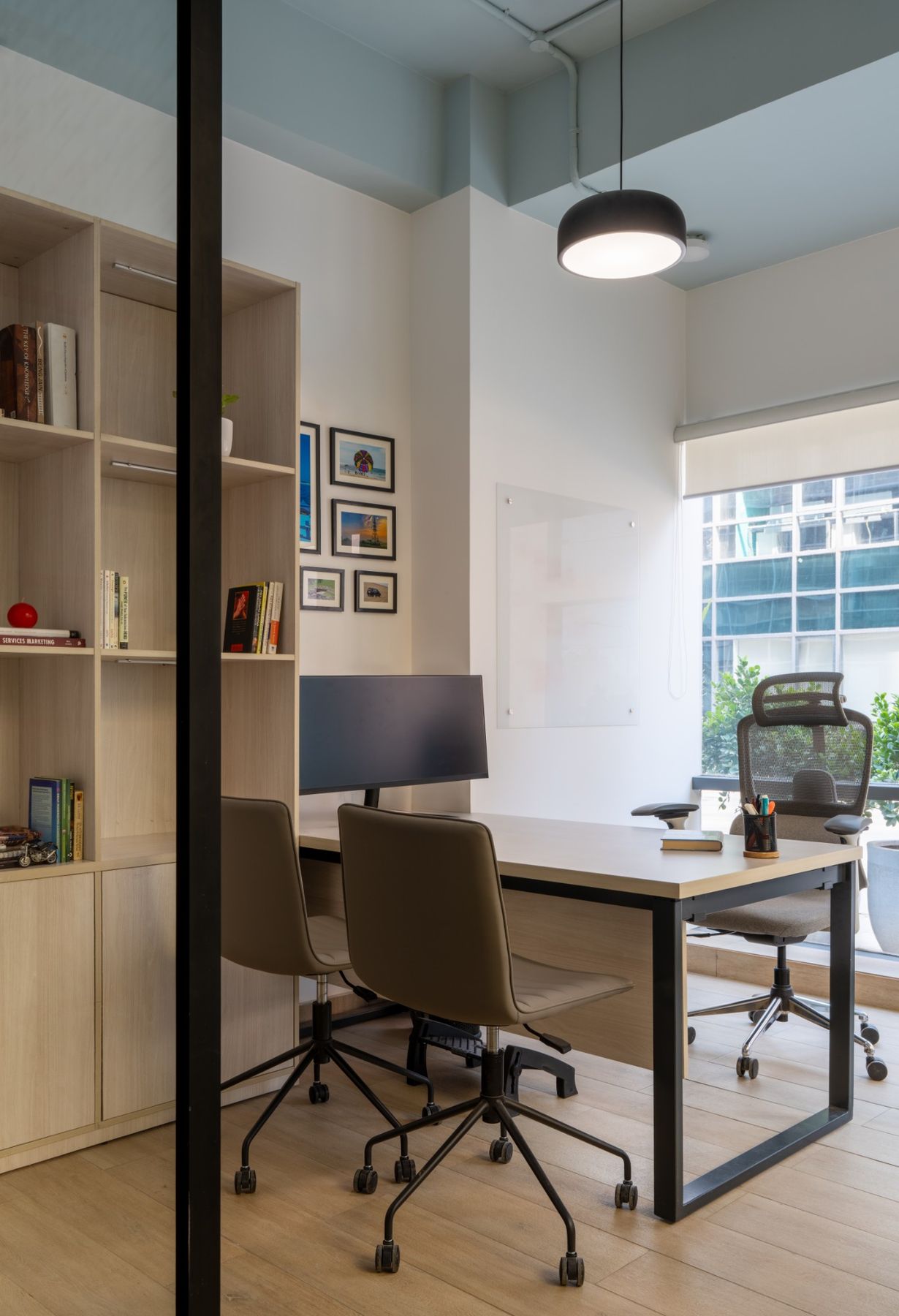 A focus cabin with a window desk
